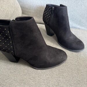 Old Navy Black Ankle Boots with Gold Studs